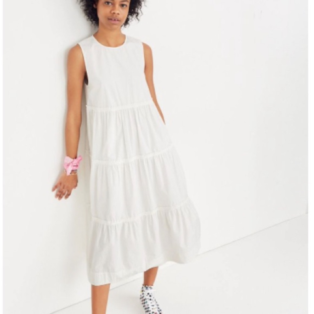 Madewell White Tiered Dress